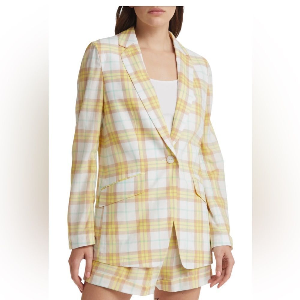 Rag and Bone Margot  Yellow White Plaid Lightweight Blazer | Size 4
